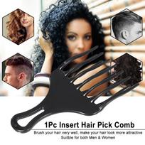 1Pc Hair Comb Insert Afro Hair Pick Comb Hair Fork Comb Plastic High & Low Gr Comb Hairdressing Styling Tool Black for Man & Woman