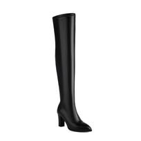 Krazing Pot PU Autumn Winter Shoes Thick High Heels Super Size Stovepipe Boots Pointed Toe Keep Warm Zipper Size 48 Over-the-knee Boots 34 juoda