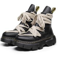 Autumn new handsome round head lace-up thick-soled heightening Martin boots short boots dark locomotive boots 37 juoda