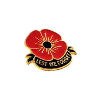 British Commemorative Red Poppy Flower Brooch Badge raudona