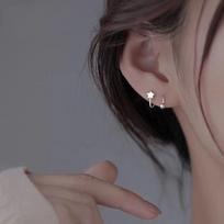 Silver S-shaped Heart-shaped Star-shaped Round Ball Stud Earrings with Rotating Screw Fastening Clasps Star - 1 pair