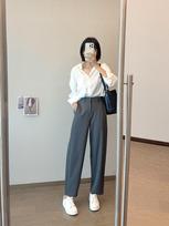 Spring & Autumn Classic Slim Straight-Leg Suit Trousers Small tamsiai pilka spalva