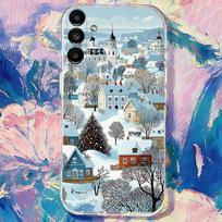 Rural snow scenery Phone Case For Samsung S24,S25,S30,S23,S21,S22,S20,S10,5G,FE,lite,PIus,Ultra Clear Transparent Cover SamsungS20fe
