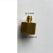 R32/R1234YF Cylinder Valve Adapter, Copper Connector, Outer 1/4 SAE, Inner W21.8MMLH W21.8