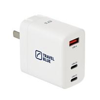 TRAVEL BLUE GaN Power Adapter with Dual Type-C & USB-A