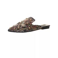 Luxury Women Mules Ladies Summer Chinese Slippers Women Shoes New Low Heels Flat Casual Shoes Woman Flip Flops 2025 35 raudona