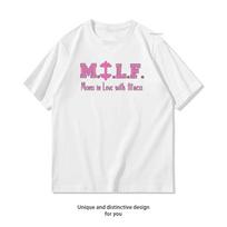MILF MILF Moms in Love with Fitness Weights Work out Tshirt Woman Man Summer Cotton Cartoon Graphic T Shirts Adult Classic S
