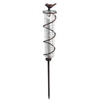 Cast Iron Bird Rain Gauge with Metal Frame Spiral Design Outdoor Rainwater Measurement Tool for Garden Lawn Yard Decoration