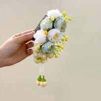 Tassel Flower Hair Comb Pearl Thai Hair Accessories  Water Splashing Festival Style1