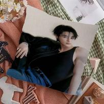 Korea Model Actor B-Byeon Woo Seok Pillow Cover For Bedroom Room And Living Room Sofa Decorative Cushion Cover Peach skin 18*18(CM)-1Pcs