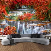 Forest Waterfall River Creek Sunshine Wall Gobelenas Meno apdaila Užuolaidos Kabantys Namai Miegamojo Svetainės apdaila 95cmX73cm