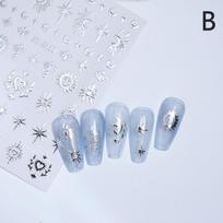 3D Saulės/Mėnulio/Žvaigždės Karšto Folijavimo Nagų Dailės Lipdukas Nagų Lipdukas Auksinis Sidabrinis Savaime Lipnus Slankiklis A
