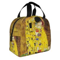 The Kiss By Gustav Klimt Lunch Bag Portable Insulated Cooler Thermal Bento Box For Women Children School Picnic Food Tote Bags 22x20x13CM