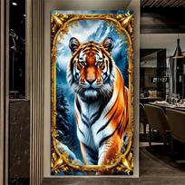 Tiger Large Size Diamond Painting Diy Full Square Round Drill Rhinestone Embroidery Wild Animals Mosaic Cross Stitch Kits Wall Decor Square drill 30x60cm white
