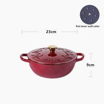 KITCHJOY 23cm emaliuotas ketaus puodas (Dutch oven) 2.8L sunkus sriubos puodas troškintuvas duonos kepimui ir troškinimui nelipnus troškinimo puodas