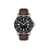 Tissot Supersport Series Quartz Movement Simple Calendar Watch Men watches Black Steel Leather T125.610.16.051.00 Brown Strap