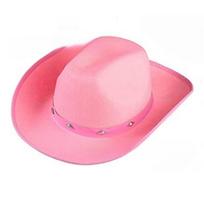Soft Fabric Pink Cowboy Hat With Metal Details For Costume And Gift Use