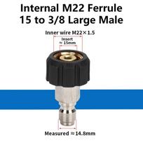 1Pcs M22-14mm/15mm to 3/8 and 1/4 Inch Pressure Washer Adapter Couplers Swivel Adjustable Spray Sprinkler Quick Connector 16mm