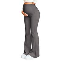 Maternity Flare Leg Pants for Women High Waist Stretchy Bootcut Trousers with Elastic Belly Panel Office Casual Wear S