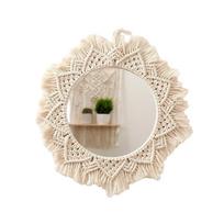 Boho Makramė Austas Apvalus Veidrodis Didelis Dydis Struktūra Sieninis Pakabinamas Naudojimas Miegamasis Svetainė Pagrindinis Namų Estetinis Ornamentas