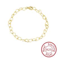 ORSA JEWELS 925 Silver Elegant Heart Link Chain Bracelet For Women Girl 6.5/7/7.5/8 Inch OL Bracelet Jewelry SB99 19cm