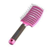 Wide tooth Curls and straight  Hair Comb Hairdressing Styling Tools Anti-static  Massager Brush rožinė