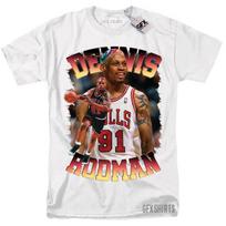 Dennis Rodman Retro Chicago Bulls Rodzilla The Worm White T-shirt XXL