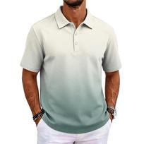 Men Short Sleeve Polo Shirt Classic Fit Lightweight Breathable Fabric Business Casual Solid Basic Collar Top L smėlis