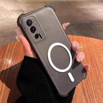 Dėklas Xiaomi POCO F5 Pro, mielas su oro pagalvėlėmis kampuose, pastelinis matinis, magnetinis, pusiau atsparus smūgiams POCO F5 Pro matinė juoda spalva