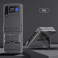 Tvirtos apsaugos šarvų stovas laikiklis dėklas, skirtas Samsung Galaxy Z Flip3 5g Flip 3 Neslystantis telefono krepšys dėklai for Samsung Z Flip 3 pilka spalva