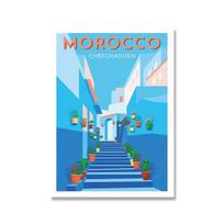 Maroko kelionių plakatas Gatvės drobės tapyba Retro meno spauda Minimalistinės modernios nuotraukos 21cm×30cm NoFrame
