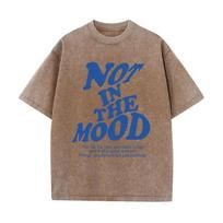 Not in The Mood Letter Graphic Men Tops Fashion Crewneck T Shirt Vintage Washed Cotton Summer T-Shirt Luxury Clothes S