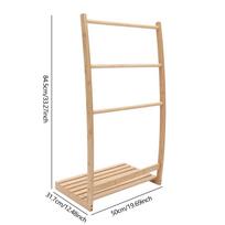 3-Tier Freestanding Towel Drying Rack Bamboo Bathroom Laundry Storage Rack Moisture-Resistant Suitable for Hotels and Homes