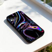 Psychedelic trippy Holographic Phone Case For iPhone 11,12,13,14,15,16,17,Pro,Max,Plus,E,SE4,Air,Mini Black Soft Cover iPhone16promax