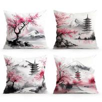 Japonijos vyšnių žiedų medžio pagalvės užvalkalas Spausdintas poliesteris 45X45cm Mesti pagalvės užvalkalas Dekoratyvinis sofos pagalvės užvalkalas Namų dekoras Peach skin 18*18(CM)-1Pcs