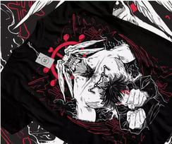 Anime Megumi Fushiguro Tshirt Jujutsu Kaisen Gojo Satoru Horror Black Tee 1 S