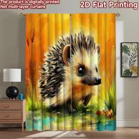 2D flat Photography Backdrop Scene Tapestry Cute Hedgehog in Field 100% Polyester Festive Holiday for Suitable for parties 60×150cm