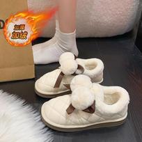 CRLAYDK Winter Boots for Women Cute Warm Fur Lined Slip On Ankle Snow House Shoes Comfortable Waterproof Outdoor Leather Botas 35