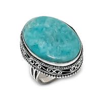 Natural Amazonite Gemstone Handmade 925 Sterling Silver Jewelry Ring Size 9 ETC-14122