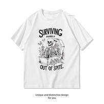 Surviving Purely Out Of Spite Funny Goth Celestial Skeleton and Bats Shirt Woman Man Summer Cotton Graphic T Shirts Adult S