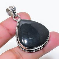 Natural Black Onyx Gemstone Handmade 925 Sterling Silver Pendant 1.77  AP-15664