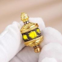 Tibetan Style Brass Revolving Wheel Necklace Pendant Gilding Two-color Inlay Colorful Beads Six Characters Rotatable Cylinder
