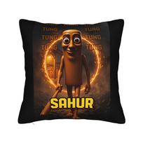 Funny 67 Italian Brainrot Tung Tung Sahur Six Seven Pillow Case Retro Trendy Pillow Cover Pillowcases For Living Room Bed Chair Peach skin 18*18(CM)-1Pcs