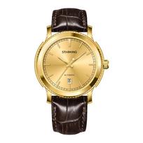 STARKING Casual Gold Luxury Men's Automatic Watch Luminous Sapphire Glass Stainless Steel Case 30M Waterproof Date Wristwatch
