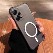 Case for Xiaomi Redmi Note 12 Pro 5G Cute Airbag Corner Pastel Matte Magnetic Casing Semi Shockproof Phone Cover Redmi Note 12 Pro 5G matinė juoda spalva