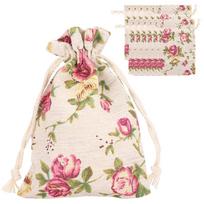 50PCs Burlap Bag Drawstring Flower‑Pattern Jewelry Packing Christmas Day Wedding Party