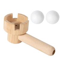 Medinis pakabinamas pūstukas vaikams, magiškas, klasikinis, nostalgiškas, pūstuko kamuoliukas, plaučių talpos pūtimo treniruotė beige