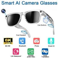 Naujas modelis Išmanūs 8K AI akiniai su 100W kamera Chat Gpt Jutikliniai Lauko Sportiniai Saulės Akiniai Bluetooth Skambučiai Muzikos Grotuvas Vaizdo Stabilizavimas Unisex juoda