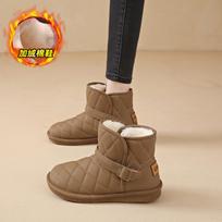 CRLAYDK Women's Winter Snow Boots Faux Fur Lined Warm Ankle Outdoor Shoes Buckle Slip On Waterproof Short Walking Booties 35