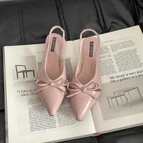 Summer Fashion Butterfly-knot Women Sandals Shallow Slip On Slingbacks Ladies Casual Dress Street Style Flats Shoes 35 rožinė